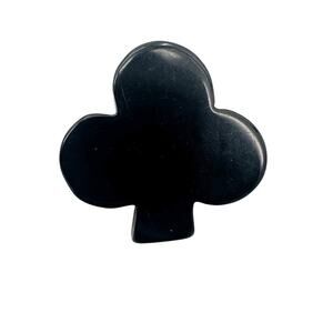 vintage black trefoil leaf BROOCH plastic jewelry pin